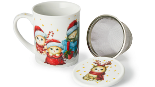 Tasse "Christmas Cats" mit Edelstahlsieb